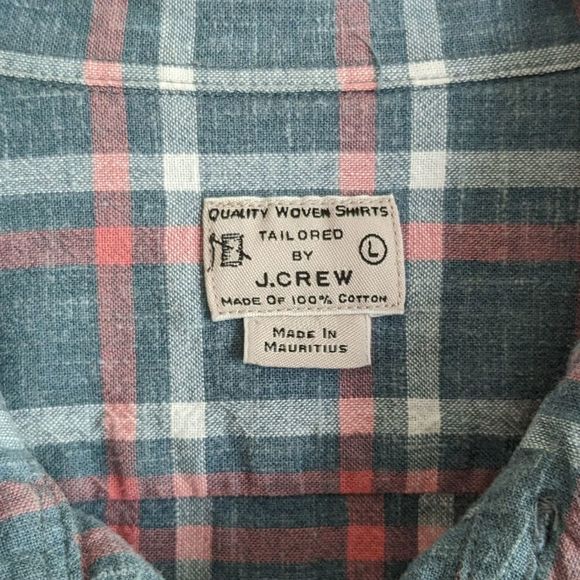 J Crew Multi Color Cotton Woven Long Sleeve Plaid Button Up Shirt Size Large L - Picture 3 of 4